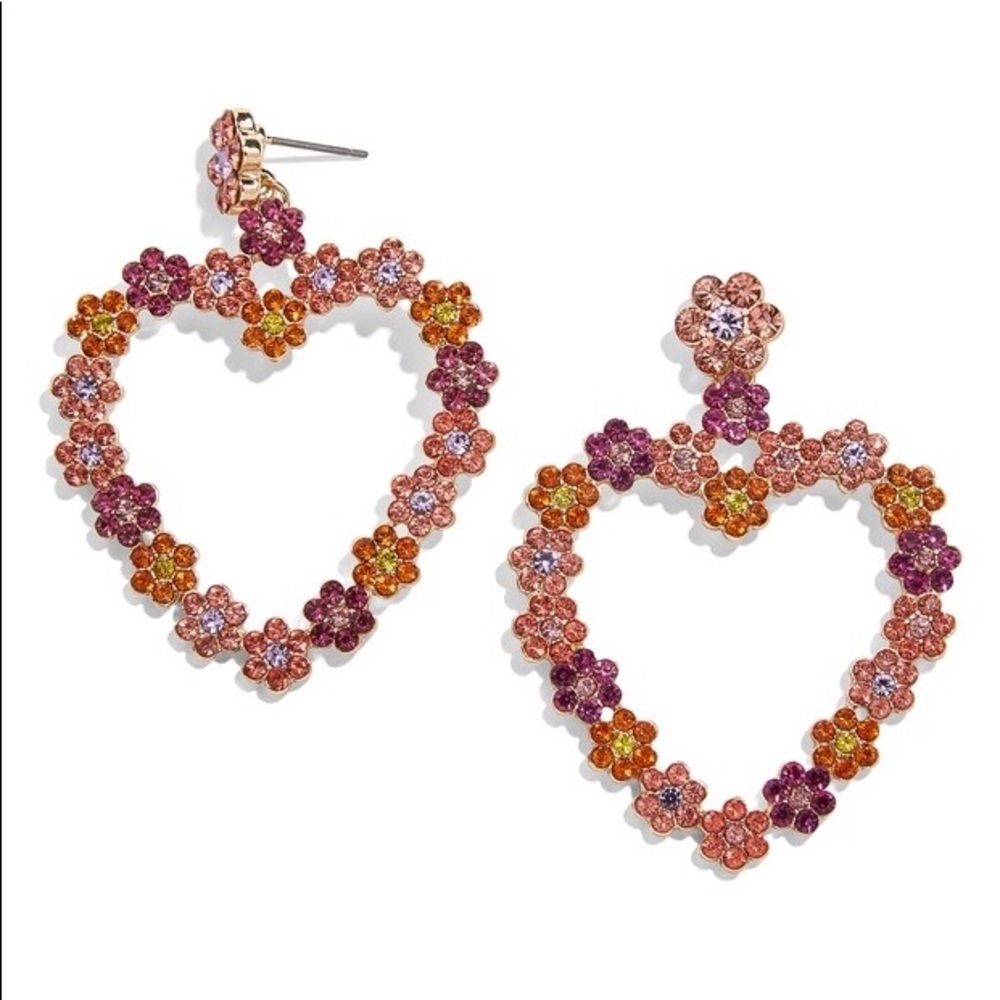 Never Worn BaubleBar Magnolia Heart Earrings